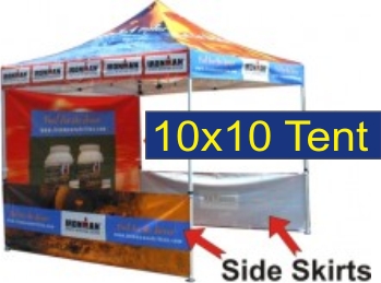 10 x 10 custom logo tents side skirts